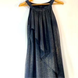 LE CHATEAU Cocktail Dress US L Golden Shimmer MIDI cocktail dress draped fabric